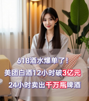 爱酒突发：618酒水爆单了！美团白酒12小时破3亿元，24小时卖出千万瓶啤酒