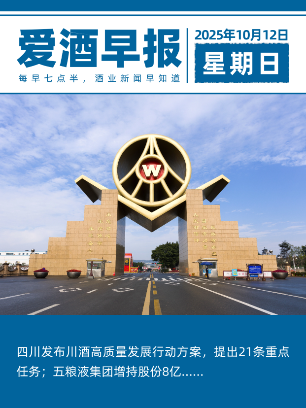 爱酒早报：四川发布川酒高质量发展行动方案，提出21条重点任务；五粮液集团增持股份8亿
